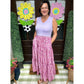 Britta Purple Ribbed V Neck Tank Floral Contrast Patchwork Long Dress