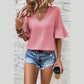 Brixslee Peach Blossom Ruffled Half Sleeve V Neck Textured Top - S to 3X