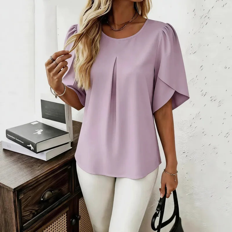 Brixslee Lilac Elegance Flutter Sleeve Top