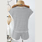 Brixley White Stripe Contrast Edge Tee and Shorts Set