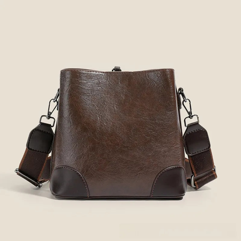 Carsyn Adjustable Strap PU Leather Bucket Bag - 2 Colors