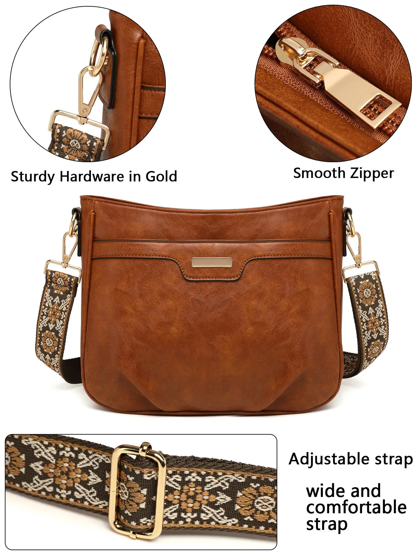 Anna PU Leather Crossbody with Designer Strap - 2 Colors