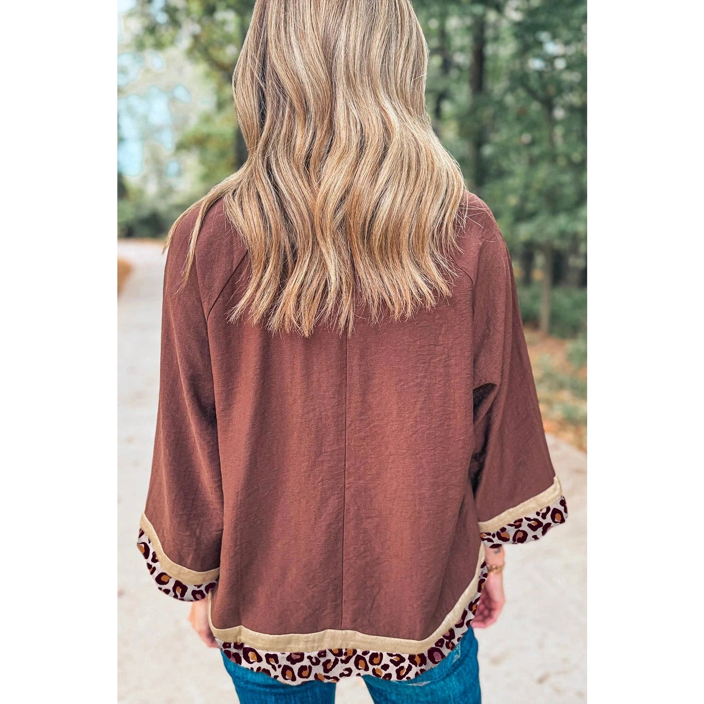 RTS Leopard Detail Loose Bracelet Sleeve Top