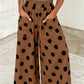 Joey Brown Polka Dot Wide Leg Elastic Waist Casual Pants