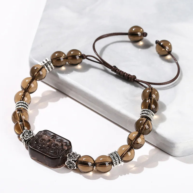 RTS Imitation Tea Crystal Ice Obsidian Flower Bracelet