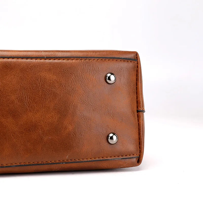 PU Leather Handbag with Dual Zippers and Front Pockets - 3 Colors