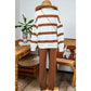 Gisselle Brown Striped Drop Shoulder Pullover and Jogger Pants Set * S-3X