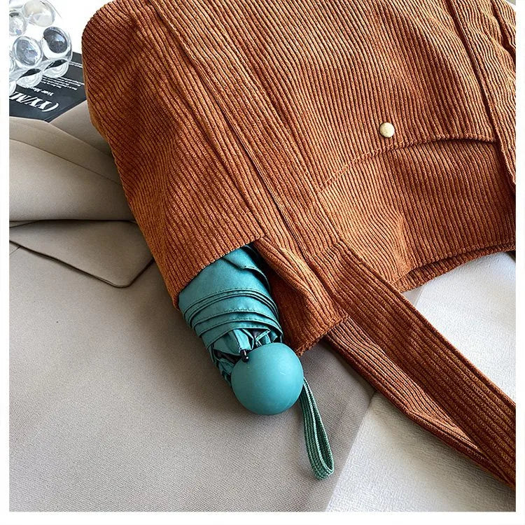 Chic Corduroy Versatile Shoulder Bag with Pockets - 5 Colors