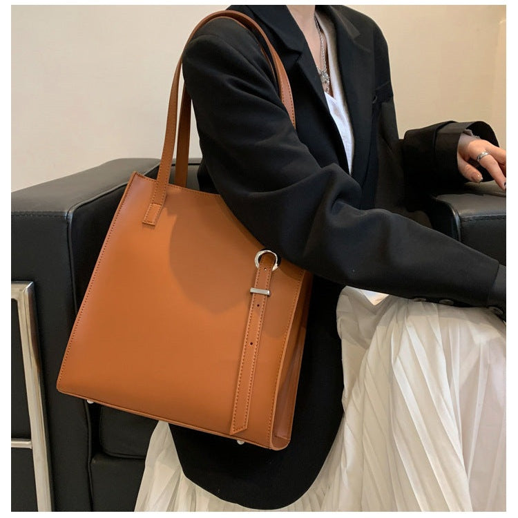 PU Leather Structured Tote Handbag with Metal Ring Detail - 4 Colors