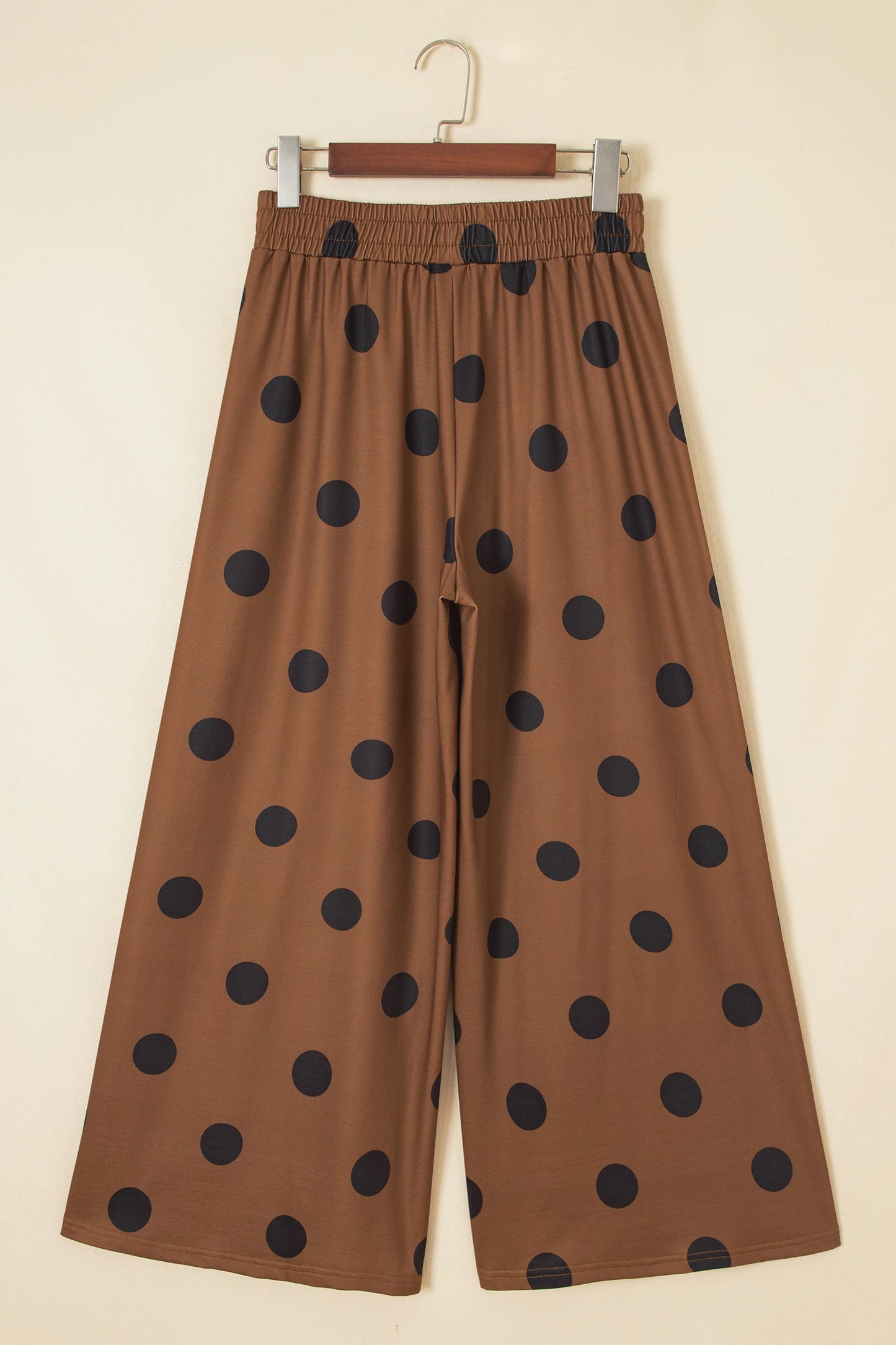 Joey Brown Polka Dot Wide Leg Elastic Waist Casual Pants