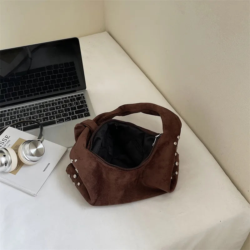 The Knotted Edge Bag – Soft Suede with Stud Detail - 3 Colors