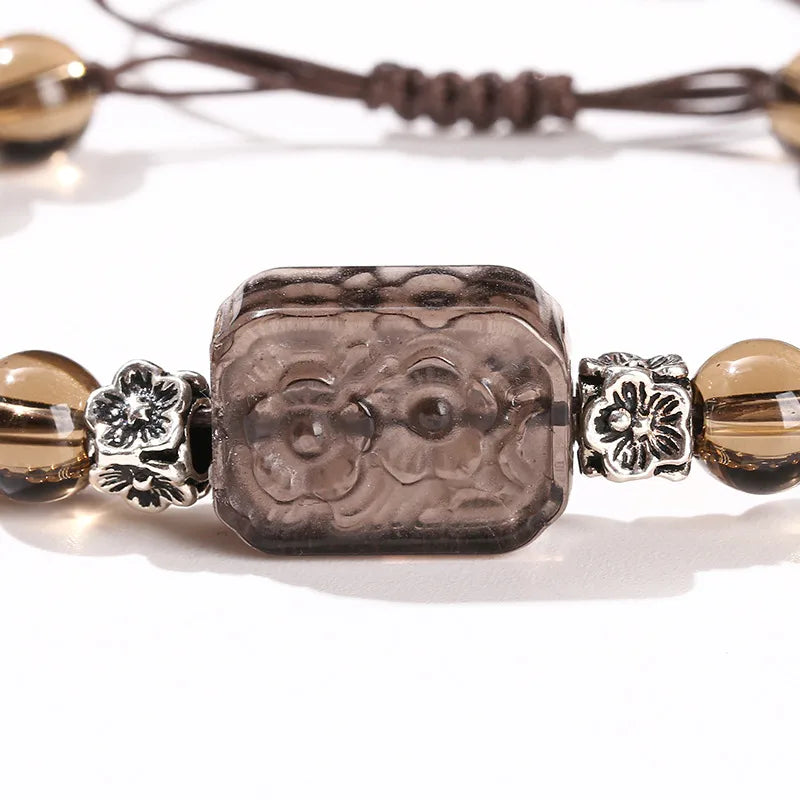 RTS Imitation Tea Crystal Ice Obsidian Flower Bracelet