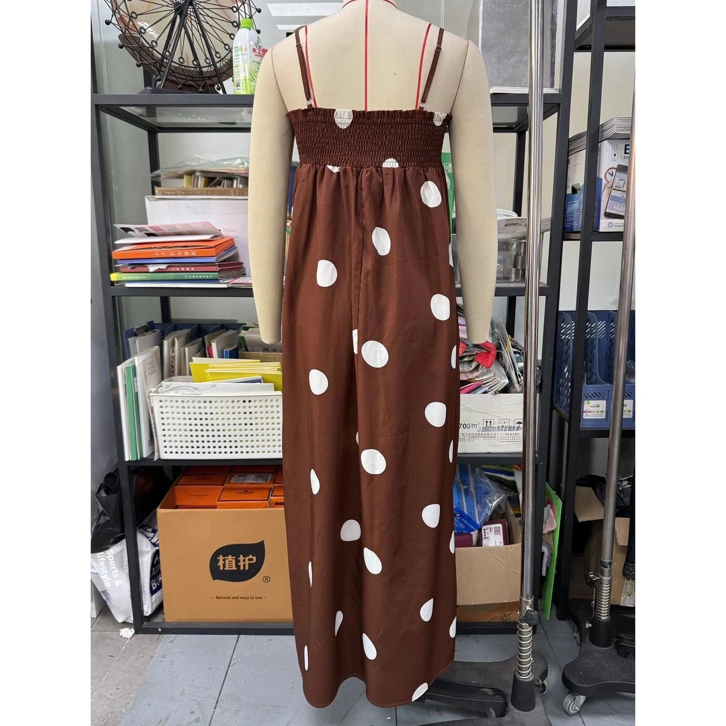 Lane Cocoa Polka Dot Midi Dress