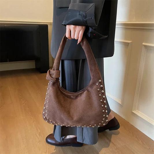 The Knotted Edge Bag – Soft Suede with Stud Detail - 3 Colors