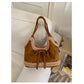 Faux Shearling Shoulder Bag with Bow Detail - 4 Colors