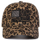Embroidered American Flag Leopard Print Baseball Cap - 3 Colors