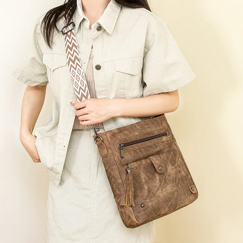 Cherise Faux‑Leather Crossbody with Front Tassel - 4 Colors