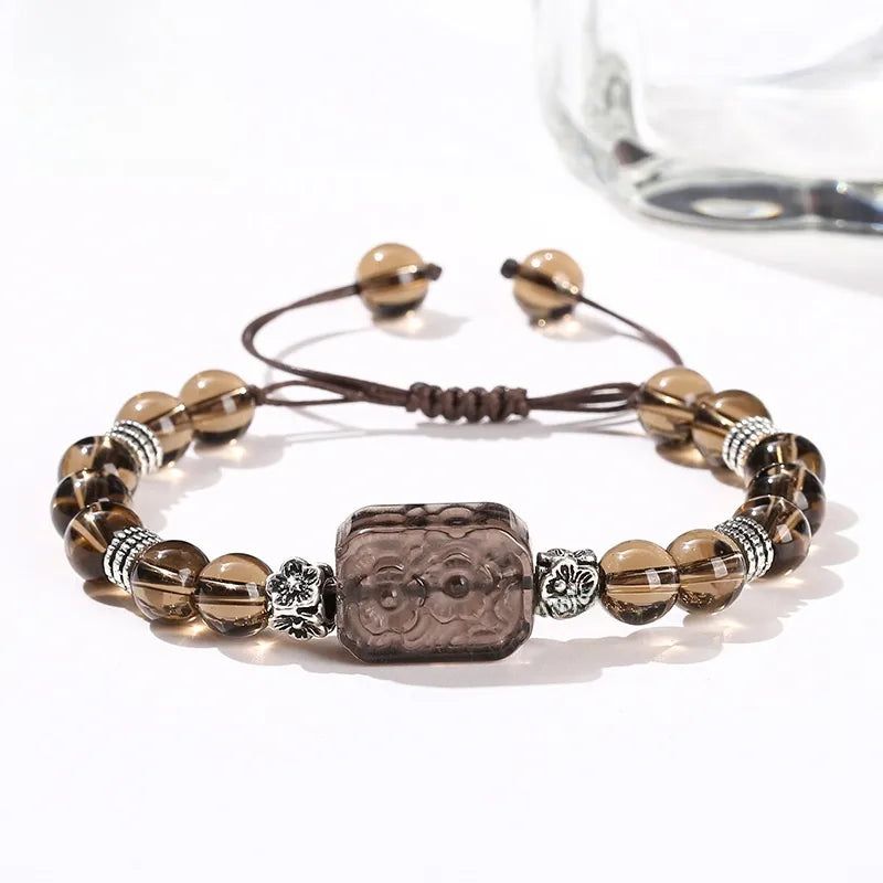RTS Imitation Tea Crystal Ice Obsidian Flower Bracelet