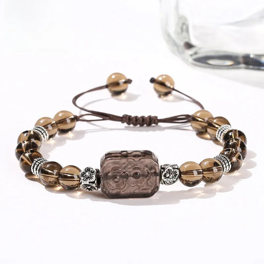 RTS Imitation Tea Crystal Ice Obsidian Flower Bracelet