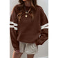 Brown Varsity Striped Detail Drop Shoulder Oversized Sweatshirt