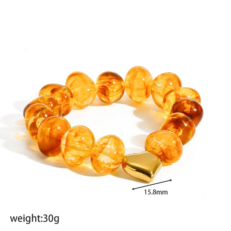 Golden Heart Stone Stretch Bracelets - 4 Colors