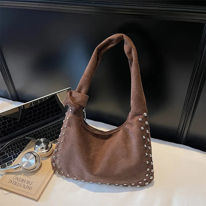 The Knotted Edge Bag – Soft Suede with Stud Detail - 3 Colors