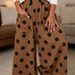 Joey Brown Polka Dot Wide Leg Elastic Waist Casual Pants