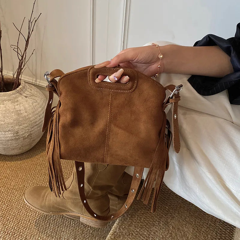 Boho Fringe Faux Suede Bag - 6 Colors