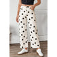 Bryanna White Polka Dot Print Wide Leg Ankle-Length Jeans