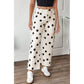 Bryanna White Polka Dot Print Wide Leg Ankle-Length Jeans