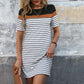 Brylie Striped Color Block Tee Shirt Dress