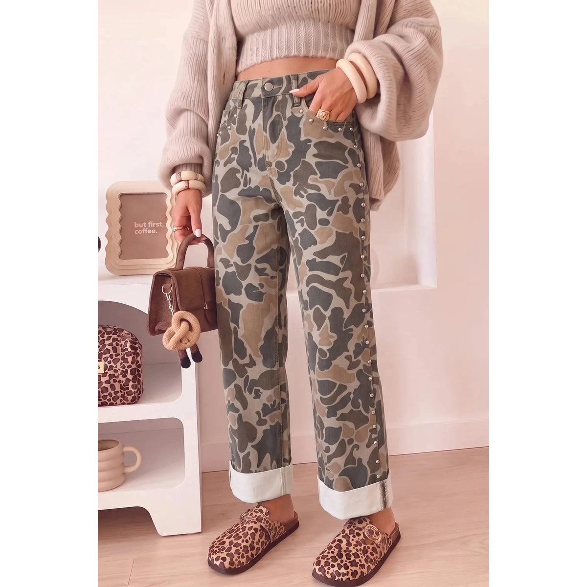 Brylie Studded Straight Loose Jeans
