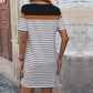 Brylie Striped Color Block Tee Shirt Dress