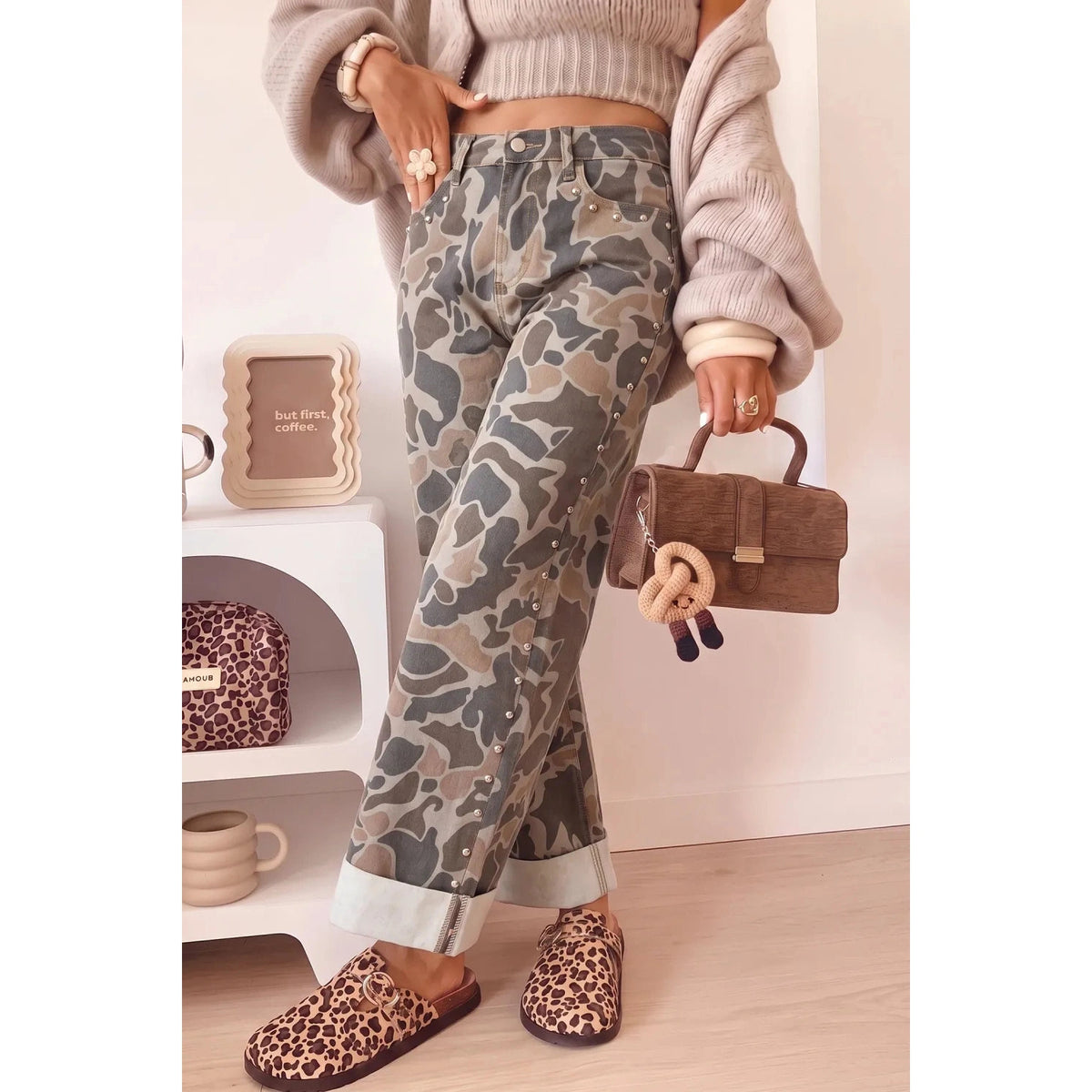 Brylie Studded Straight Loose Jeans