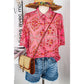Brynleigh Floral Print Wide Short Sleeve Loose Shirt