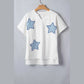 Buffy White Patriot Star Patched Notched Neck Mineral Washed Tee