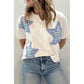 Buffy White Patriot Star Patched Notched Neck Mineral Washed Tee