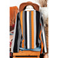 Bunny Orange Geo Print Colorblock Notched V Neck Blouse