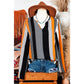 Bunny Orange Geo Print Colorblock Notched V Neck Blouse