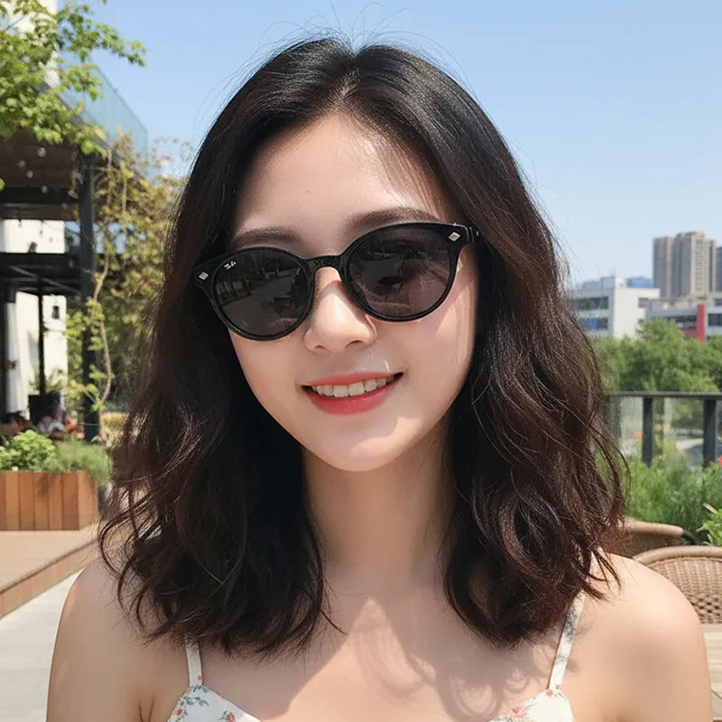 Black Retro Round Frame Bow Detail Sunglasses