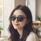 Black Retro Round Frame Bow Detail Sunglasses