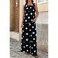 Chaka Black Polka Dot Print Pleated Round Neck Tank Casual Wide Leg Two-Piece Outfit