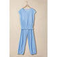 Carlynn Beau Blue Cap Sleeve Matching Top and Jogger Pants Set