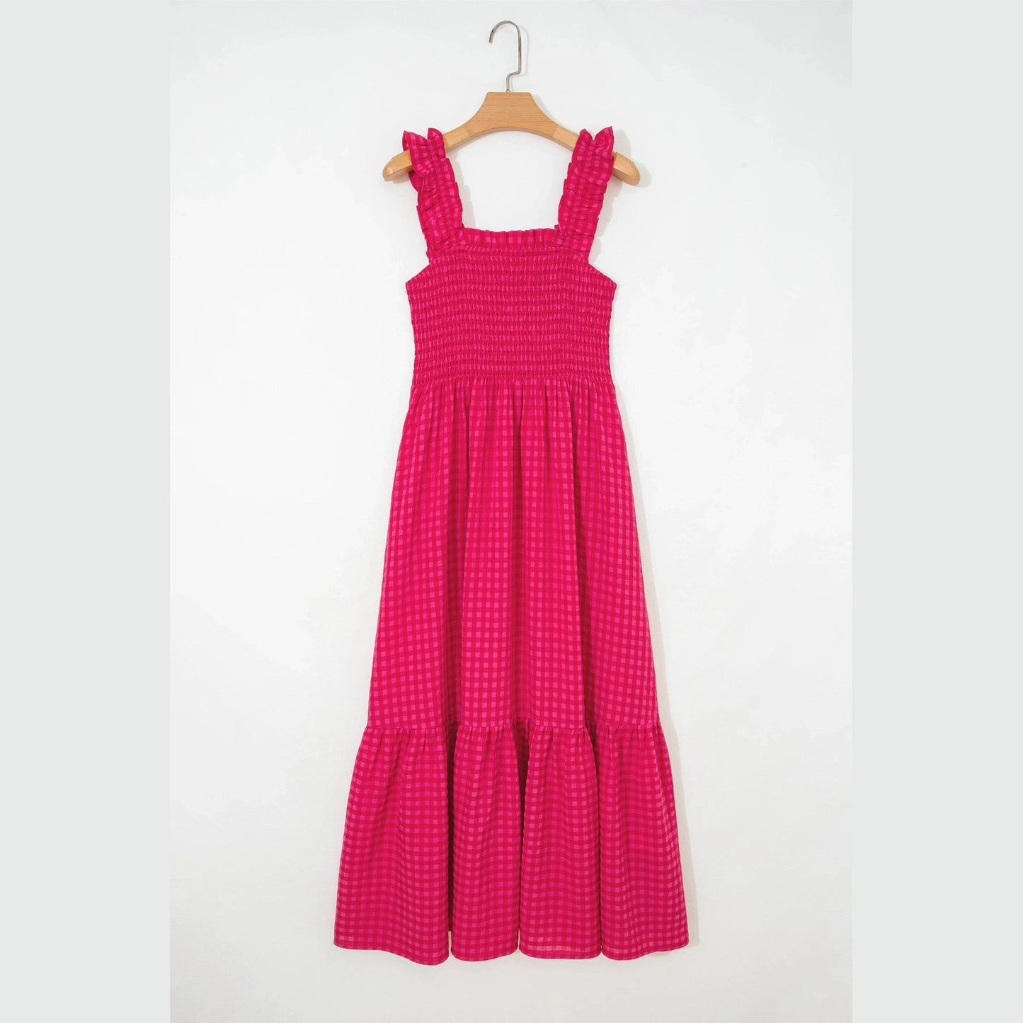 Calleigh Plaid Square Neck Fit-and-flared Vacation Sundress