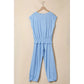 Carlynn Beau Blue Cap Sleeve Matching Top and Jogger Pants Set