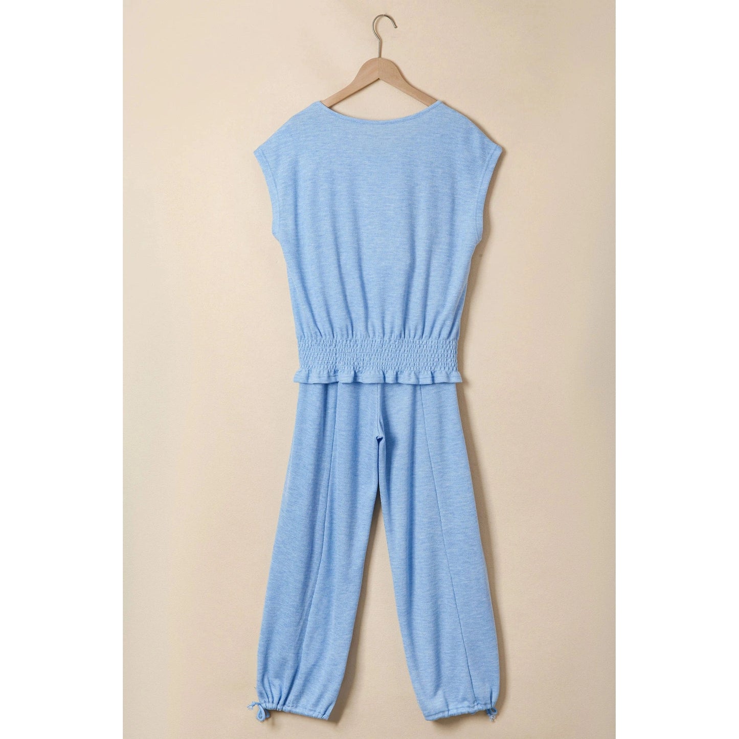 Carlynn Beau Blue Cap Sleeve Matching Top and Jogger Pants Set