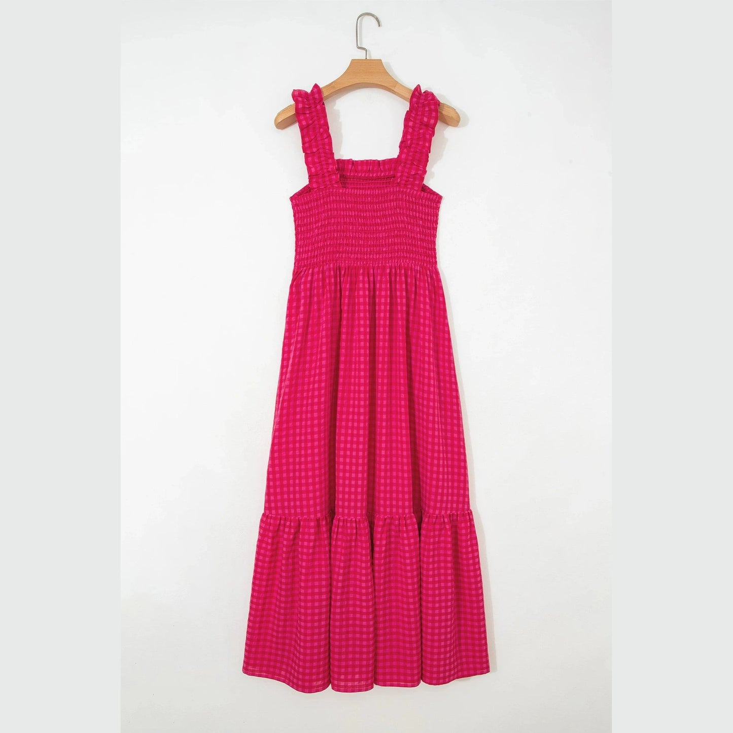 Calleigh Plaid Square Neck Fit-and-flared Vacation Sundress