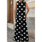 Chaka Black Polka Dot Print Pleated Round Neck Tank Casual Wide Leg Two-Piece Outfit