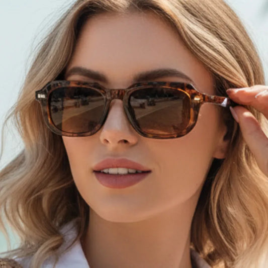 Amber Tortoiseshell AC Square Frame Sunglasses
