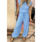 Carlynn Beau Blue Cap Sleeve Matching Top and Jogger Pants Set